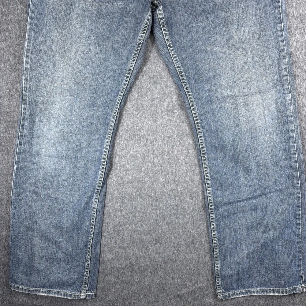 Alfani Men Jeans 36x32 Blue Denim Straight Leg‎ Cotton Casual Faded Look